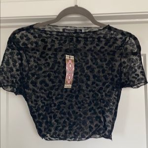Sheer leopard crop top